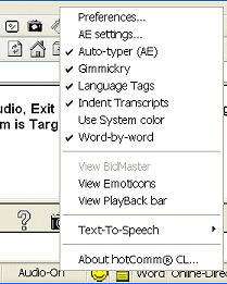 Toolbar menu