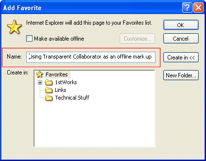 Internet Explorer Favorites Name