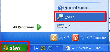 Windows Start menu, then Search
