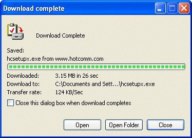 Download complete screen