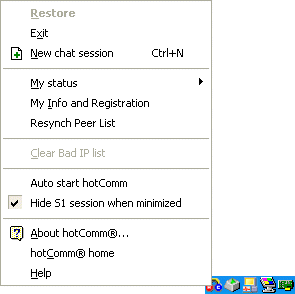 hotComm Lite icon menu